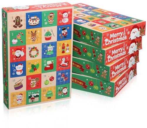 Cabilock 5Stücke Teiliges Adventskalender Geschenkboxen Leere Papierboxen für Weihnachten zum Befüllen mit Süßigkeiten und Kleinen Überraschungen Hübsche für Partys und Feiern
