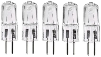 LEDLOCLB 5 Pièces Ampoule Halogène GY6.35 12V 50W Pour Lampe De Microscope De Projecteur Perles De Filament De Tungstène Halogène Lumière Blanche Chaude,GY6.35 Base,12V-50W