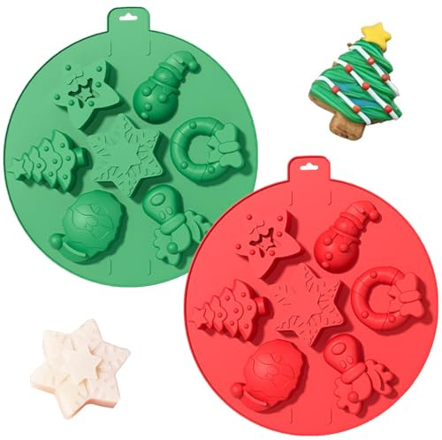 sinirttou Silikonfomm Weihnachten Runde, 2 Stück Weihnachten Schokolade Form, Antihaftbeschichtet Silikonform mit 7 Hohlräume, Pralinenform Silikon für Pralinen Selber Machen