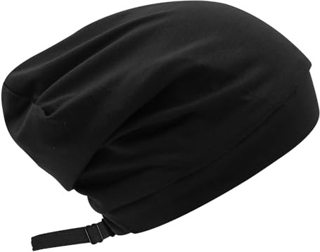 Locisne Seide Seidenmütze, Schlafmütze mit Satin gefüttert, Schlafhaube Haare Schützen, Verstellbar Chemotherapie Turban Hut, Haube Schlafkappe für Damen und Herren (Schwarz)