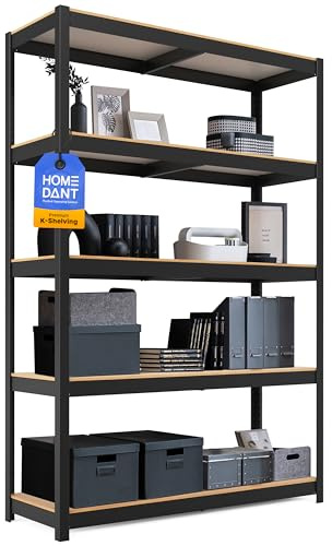 HOMEDANT House Premium-Lift-Beam Schwerlastregal Kellerregal Lagerregal Haushaltsregal Küchenregal Garagenregal 40 x 120 x 180cm Regal mit Laminat-MDF-Böden verstellbare Ablagen Schwarz