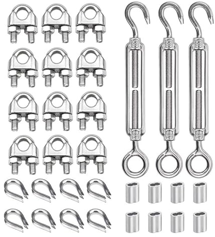 Zpengtai Wire Rope Clamps Turnbuckle Wire Rope Tension 304 Stainless Steel Wire Rope Cable Clip/Clamp Thimble Aluminum Crimping Loop For 6mm Wire Rope clip