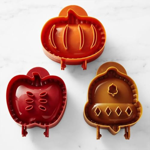 Bohrma 3 Stück Weihnachtliche One-Press Hand Pie Maker Taschen-Kuchenformen, Weihnachten Keksformen Äpfel, Kürbisse und, Kuchenform, Kuchenform, Backliebhaber