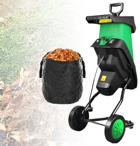 Elektrischer Gartenhäcksler mit 50L Fangsack, 40mm Schnittkapazität, Überlastschutz für Rasen und Garten