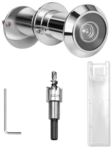 4-teilig Mit Türspion Set, 220° Weitwinkel Optische Glaslinsen, Bohren Mit Tür Spion Ø 16mm, Türspion Abdeckung, Verstellbare Länge Für Türen Mit Einer Dicke Von 40-60 mm, Wohnung Haus Büro(Silber)