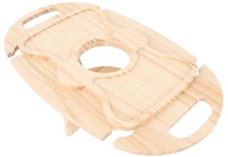 Dioche Table de Pique-Nique à Vin Portable Table de Camping de Plage Pliable en Bois avec Porte-Bouteille de Vin intégré et Fentes en Verre pour Les Pique-niques en Plein Air
