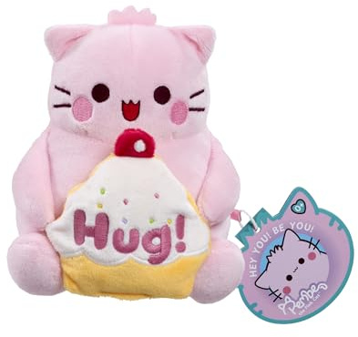 Rainbow Designs Pembe Hug Pink Cat Soft Toy, 15cm Kawaii Plush holding Star, Cute Collectable Gift for Kids & Adults, Soft Fabric Stuffed Animal, Positive & Uplifting Small Plushie