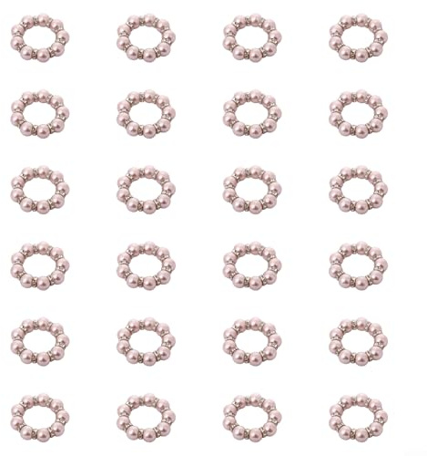 24 Stück rosa Perlen Serviettenringe für Hochzeit, Bankett & formelle Tischdekoration - Luxus Zinklegierung Serviettenhalter mit glatter polierter Oberfläche, vielseitige Größe für Casual
