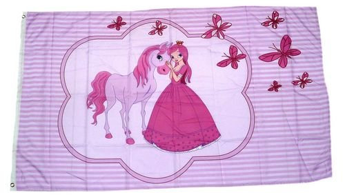 Fahne/Flagge Prinzessin Pferd Schmetterlinge 90 x 150 cm