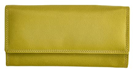 Josephine Osthoff Geldbörse Damen Leder Länglich Portemonnaie mit Reißverschluss KleinGeldbörse Kreditkartenetui RFID-Schutz Geldbeutel mit Münzfach (907), Farbe:Limone