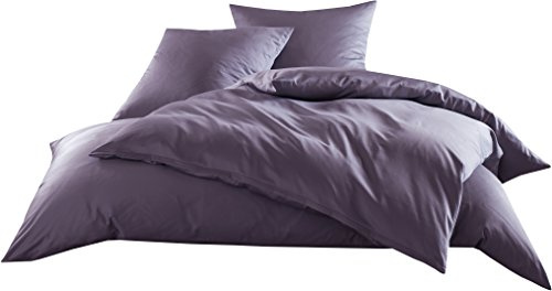 Bettwaesche-mit-Stil Mako-Satin Baumwollsatin Bettwäsche Uni einfarbig zum Kombinieren (Bettbezug 135 cm x 200 cm, Lila)