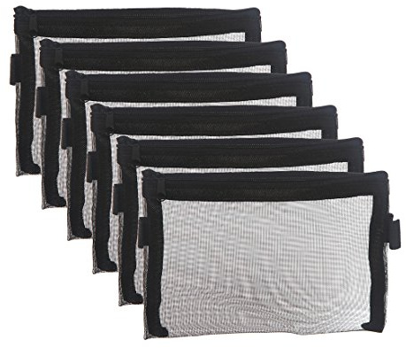 HYFAN Aktenbeutel mit Reißverschluss, atmungsaktiv, transparent, Netzstoff, Dokumente, Tasche, Aufbewahrung für Büro, Schulbedarf (schwarz, A6-Größe, 6 Stück)
