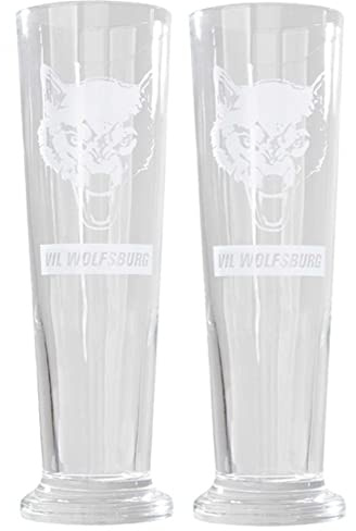 VfL Wolfsburg Pilsglas - Wolf - 2er Set Bierglas Glas 0.3l Pilsstange