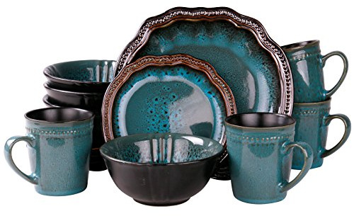 Elama’s Mystic Waves 16 Piece Dinnerware Set
