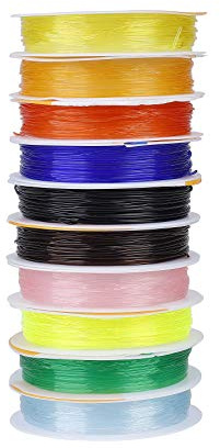 QH-Shop Elastisch Schnüre 0.8mm Mehrfarbig Faden für Schmuckherstellung Armbänder Basteln 10m 10 Stück