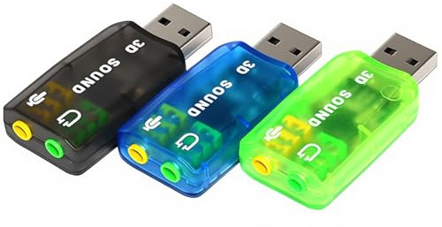 OUOU USB-Soundadapter, (3er-Pack) 3.5 mm Kopfhörer- und Mikrofonanschluss, externe Stereo-Soundkarte, Plug-and-Play, keine Treiber erforderlich, kompatibel mit Windows, Desktop, PS4 (drei Farben)