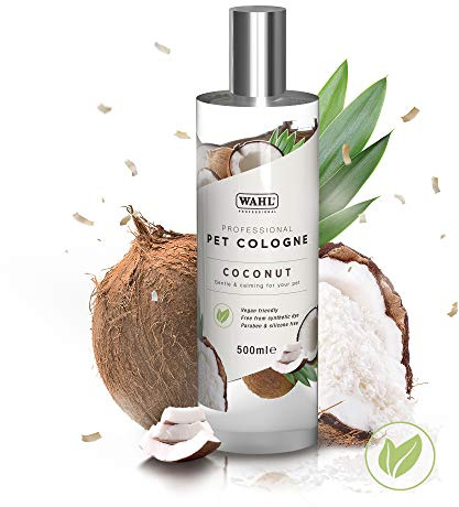 Wahl Dog Perfume Spray, Pets Cologne, Grooming Pets At Home, Free of Sulphates, Parabens, Alcohol, Vegan Friendly, Deodorise and Rejuvenate Animal Skin and Coat, Coconut Scent 500ml