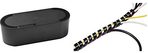 D-Line Kabelbox EU/CTULGEB/SW, Kabelmanagement-Box Zum Kabel Verstecken - Groß, Schwarz & CTW2.5B Kabelspirale | Länge 2,5 m | Spiral-Kabelschlauch Dehnbar