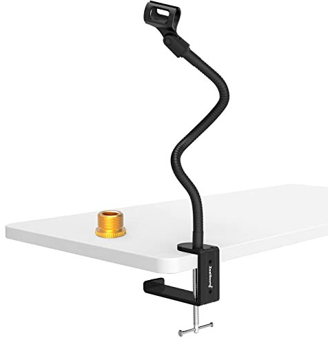 zealsound Mikrofon Arm Ständer,Verstellbarer Schwanenhals Mikrofonarm mit Microphone Clip, 3/8 auf 5/8 Adater, Verbesserte Heavy-Duty-Tischklemme, für Blue Snowball, Ice, Spark, SoloCast, 13 Zoll
