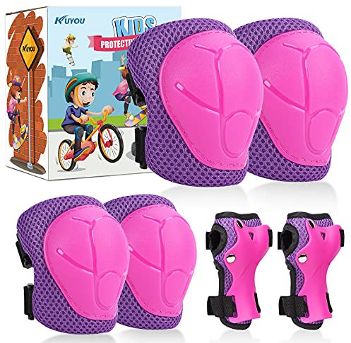 Knieschoner Kinder Schoner Set Inliner Schützer 6 in 1 Schutzausrüstung für 3-7 Jahre Kinder Ellenbogenschoner Handgelenkschoner Protektoren für Skateboard Roller Skaten Fahren