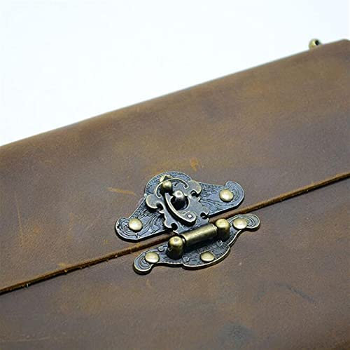 JUNMIN Top-Layer-Rindsleder-Reise-Notepad-Retro-Leder-Notebook-Lose-Blatt-Tagebuch mit Schloss (Color : Red Wine)