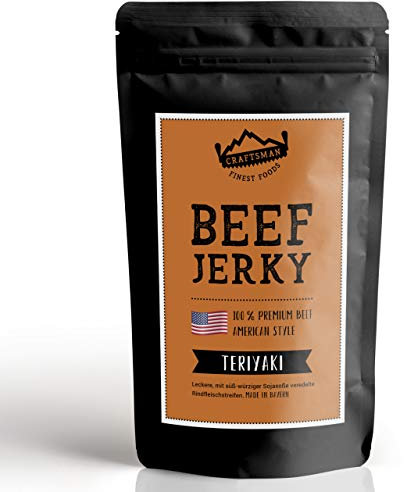 Craftsman Beef Jerky TERIYAKI 250g | Trockenfleisch aus Deutschland - Bayern | American Jerky Beef Set | 100% Rindfleisch | Teriyaki | Premium Beef | Meat Snack MADE IN GERMANY