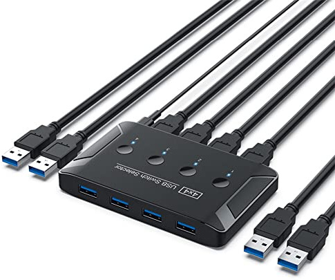 NFHK KVM USB 3.0 Selettore Switch 4 Porte PC Condivisione 4 Dispositivi per Tastiera Mouse Scanner Stampante