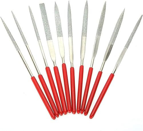 Bestgle 10 Pezzi Lime Diamantate, Set di Lime ad Ago di Precisione Multifunzionale Mini Diamante Rivestito in Titanio, Lima ad Ago Diamantata in Titanio