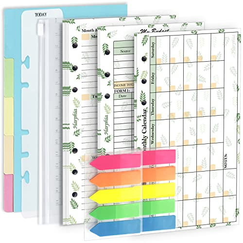 Harphia Undated Monthly Weekly and Budget Refills Paper Kit for 6 Ring Planner, 6.73” X 3.72”, Personal Size for Budget Planner Binder Cover, Money Binder Organizer for Cash