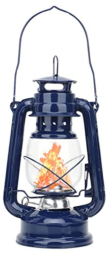 Beufee Oil Burning Lantern, Oil Lamp Hurricane Lantern Farmer Lantern Vintage Indoor Outdoor Lantern Paraffin Lamp Kerosene Lamp Vintage Storm Lantern Lights for Hanging(Blue) 15.5x4.5cm/6.1x9.6in