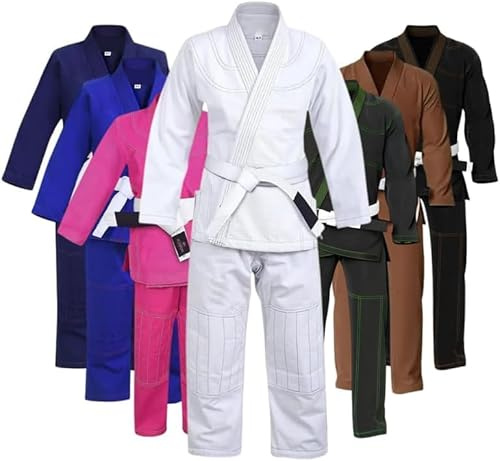 Right Punch Ultimate Brazilian Jiu Jitsu Gi – Preshrunk Unisex Bjj Gi Lightweight 450 Gsm Cotton Fabric | Perfect Fit for Men Women and Kids | Premium Training Uniform with Comfort Sizing Guide|White