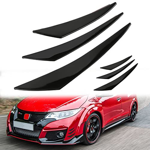 DREAMIZER 6PCS Labbro paraurti anteriore auto Nero, Spoiler anteriore paraurti auto universale in Gomma, Alette Splitter auto, Spoiler frontali per auto
