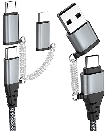Multi Cavo di Ricarica, Cavo USB C PD 60W Ricarica Rapida USB A Type-C a Lightning Type-C Micro Nylon Intrecciato Multiplo Cavetto Compatibile con iPhone Galaxy Huawei Honor Xiaomi Pixel OnePlus(1.5m)