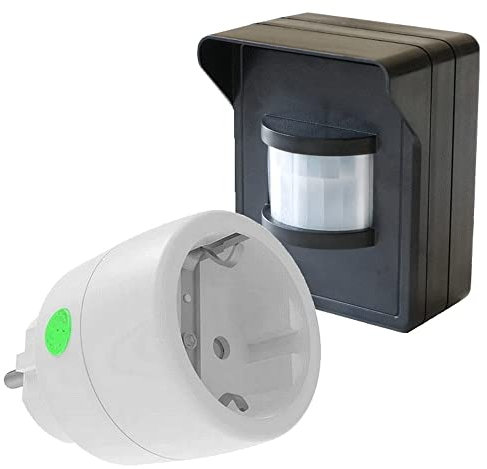 PD-540 DIW-FUNK Bewegungsmelder für innen und außen mit Empfänger Funk Steckdose 2300W Zwischenstecker Lichtschalter