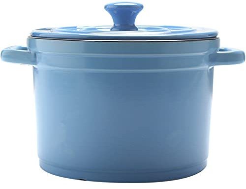 Casseruola in Ghisa Smaltata - Pentola Per Brodo in Ceramica - Casseruola in Ceramica - Per Stufati, Mini Cocotte Casseruola Con Coperchio in Rivestimento Smaltato Blue 01 4L