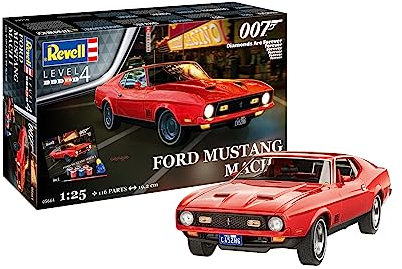 Revell Gift Set 05664 James Bond 007 Diamonds Are Forever, Ford Mustang Mach 1, 1:25 Scale Unbuilt Plastic Model Kit, With Accessories & Poster