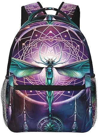 EVANEM Studenten-Reisetasche, modisch, bedruckt, wasserdicht, lässiger Rucksack, kleiner Regenbogen-Laptop-Rucksack mit seitlichen Netztaschen für Schule, Arbeit, Reisen, Wandern, Traumfänger der
