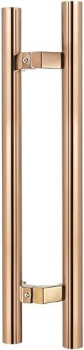 HACSYP Kommerzieller Türgriff, moderner Türgriff mit Beschlägen, runder Türgriff aus Edelstahl, for Dusche/Scheunentor/Innenaußentor (Color : Gold, Size : L:80cm/50cm)