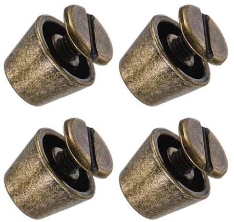 METALLIXITY Tornillo Espiga (10x7mm) 4uds, Ramaches Cabeza Plana para Bolsos Cuero, Tono Bronce