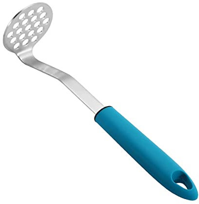 QTANZIQI Trituradora Manual de Alimentos de Acero Inoxidable y triturador Multiusos para Patatas, Frutas y Verduras - Utensilio de Cocina en Azul