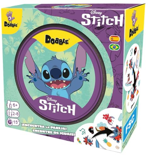 Zygomatic Dobble Disney Stitch | Beobachtungs- und Geschwindigkeitskartenspiel für Kinder und Erwachsene, ab 6 Jahren, 2 bis 8 Spieler, 15 Minuten pro Spiel, mehrsprachig (evtl. Nicht in Deutscher
