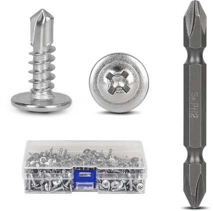 SUPAWAY 300 pezzi Viti autofilettanti M4,2 x 16 mm Acciaio inox 410 viti autofilettanti a croce svasata Viti autofilettanti rapide con 1 punte Viti testa bombata a croce per trapano per lamiere, legno