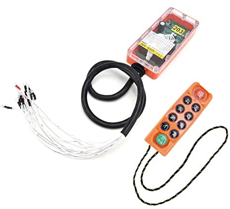 Telecomando Senza Fili per Gru, Kit di Controllo Remoto Senza Fili per Verricello Interruttore Radio per Paranco Elettrico Industriale per Paranco Elettrico a Catena (26V-635V