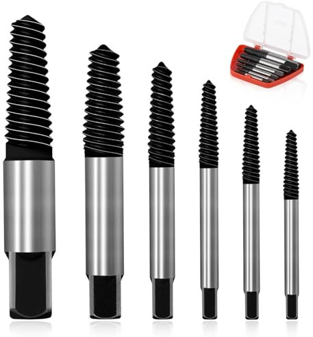pangdapengpeng 6 Stück Schraubenausdreher Set, Profi Linksausdreher Set, Screw Extractor zum Entfernen Beschädigter, Rostiger, Festsitzenden Oder Gebrochener Schrauben (6er-Set)