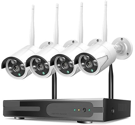 Telecamera WiFi Esterno Senza Fili, Kit di sicurezza for telecamere CCTV 5MP Set registratore NVR 10CH Set Telecamere IP wireless esterne P2P di videosorveglianza per la sicurezza domestica(3MP Bullet
