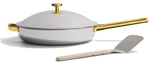 Our Place Titanium Always Pan Pro - 27cm (2.65L) No-Coating Nonstick Skillet | Tri-Ply Titanium & Stainless Steel | Safe for Oven, Induction & All Cooktops up to 535°C | Includes Spatula | Gold