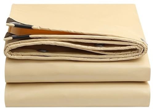 Lonmrrton Bâche de Protection en PVC Beige 1.2x1.5m 1.5x2m 2x3m 3x4m 4x6m Bâche imperméable avec œillets et Bords renforcés pour extérieur, Voiture, Jardin, mobilier, Caravane, bâche de Sol(1.2x1.8m)