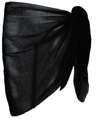 P4F halv bomull sarong, 55 cm x 200 cm, Svart, one size