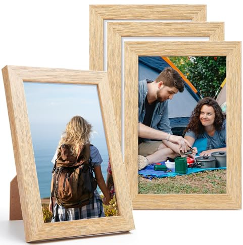 SXTDKMJ Bilderrahmen Holz, Fotorahmen 4 Stück Kleine Bilderrahmen Set 10 x 15 mit Plexiglas Holzbilderrahmen für Wandbehänge oder Tischdekoration