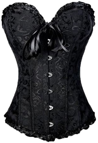 Fexofao Women's Corset Lace Up Floral Renaissance Corset Vintage Floral Bustier Shapewear Plus Size for Wedding Dating (Black, M)